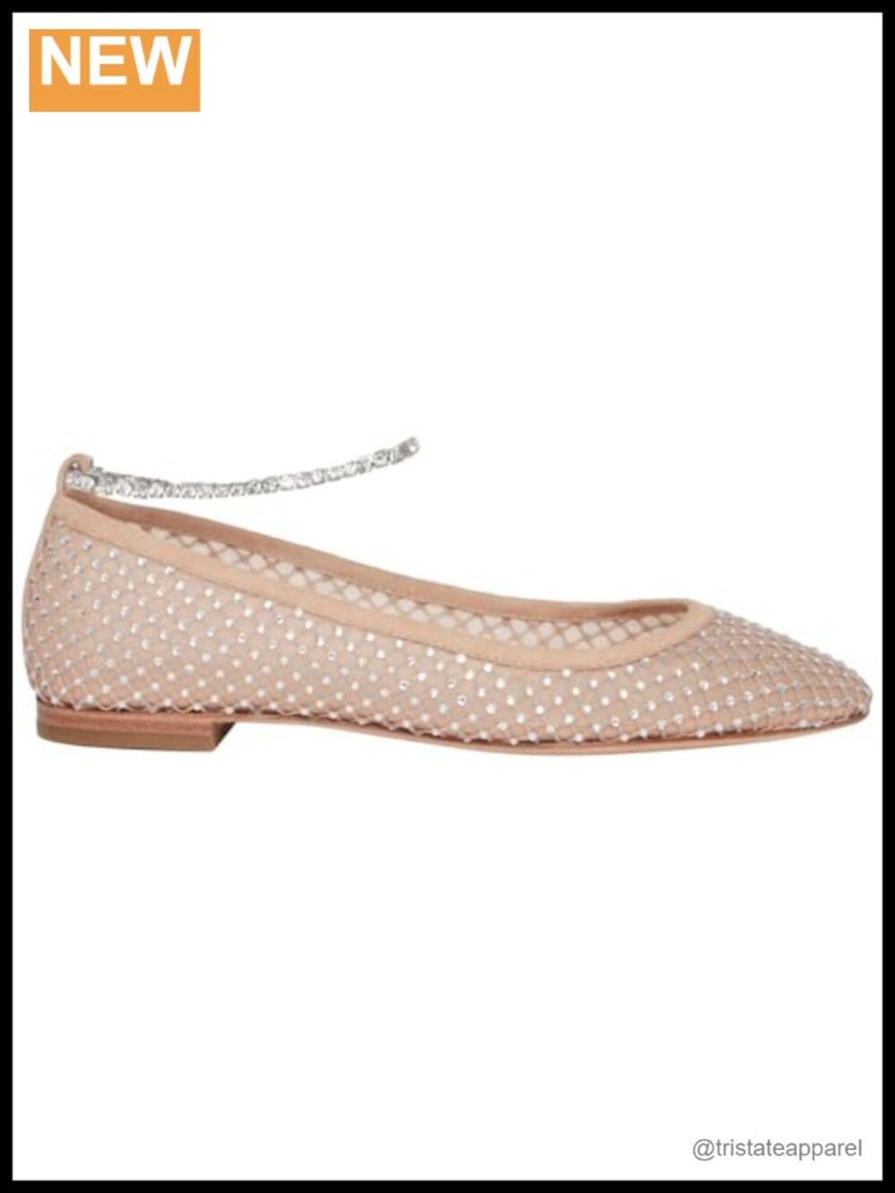 PAIGE Janine Micro Fishnet Mesh Rhinestone Ballet Flats